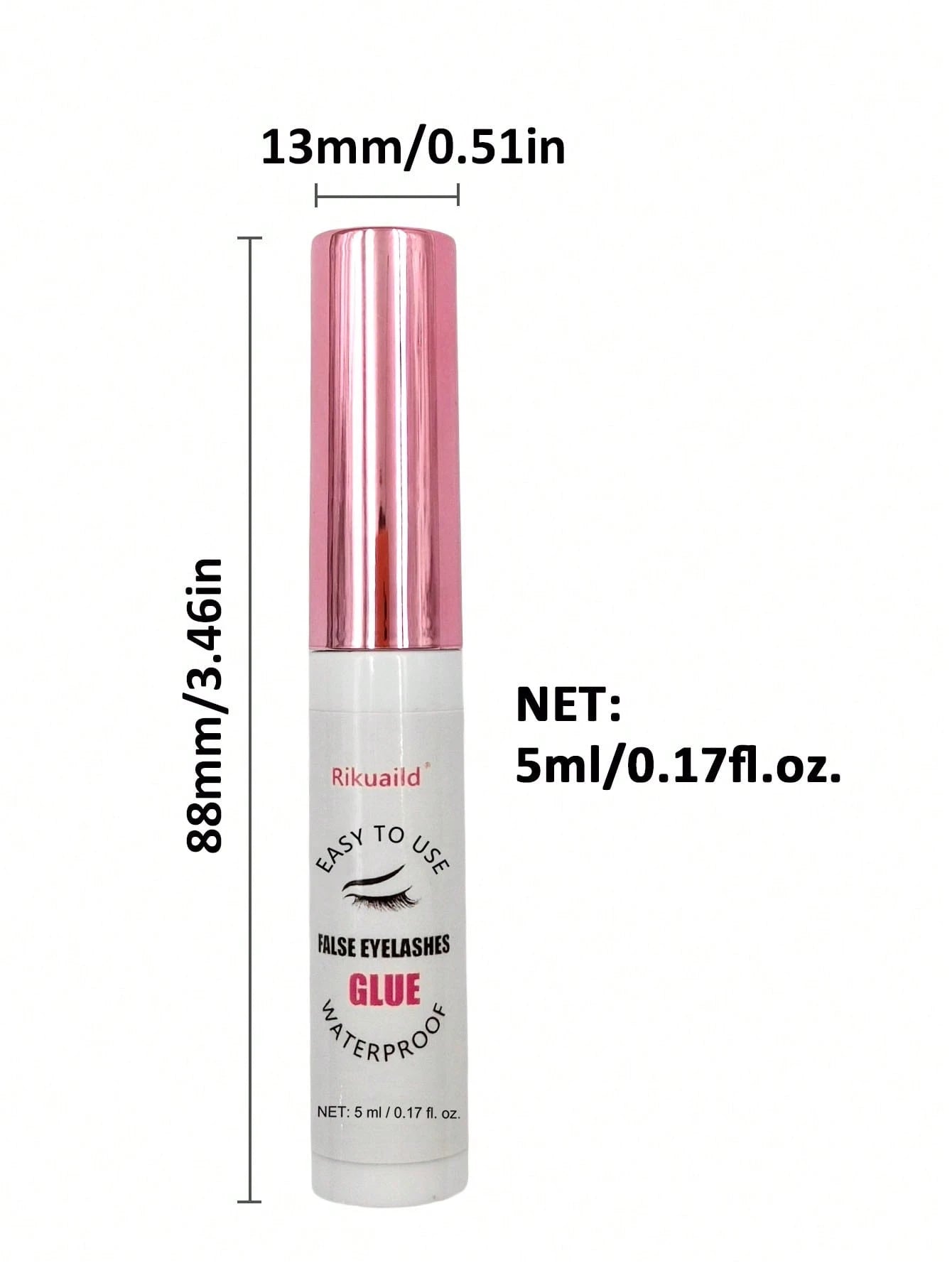 Rikuaild 1pc 5ml White Transparent Waterproof & Quick Drying Eyelash Glue, Long Lasting Eyelash Extension Adhesive