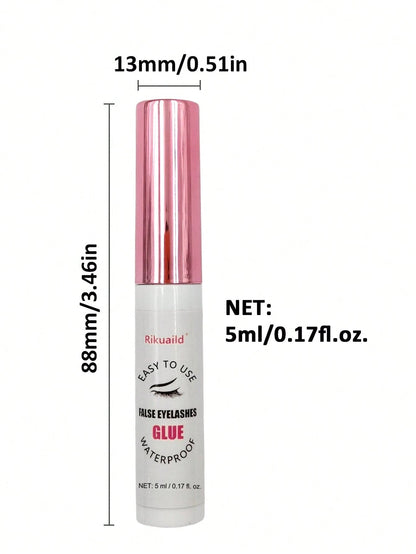Rikuaild 1pc 5ml White Transparent Waterproof & Quick Drying Eyelash Glue, Long Lasting Eyelash Extension Adhesive