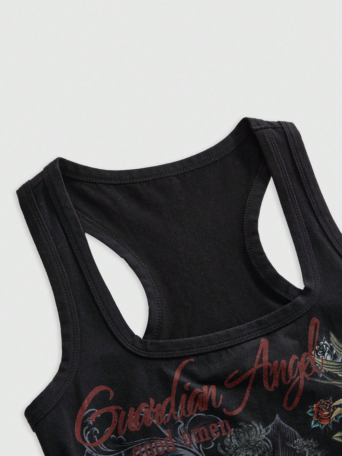 ROMWE Avant Y2K Retro Tiger Vine Faux Tattoo Print Tight Racerback Tank Top