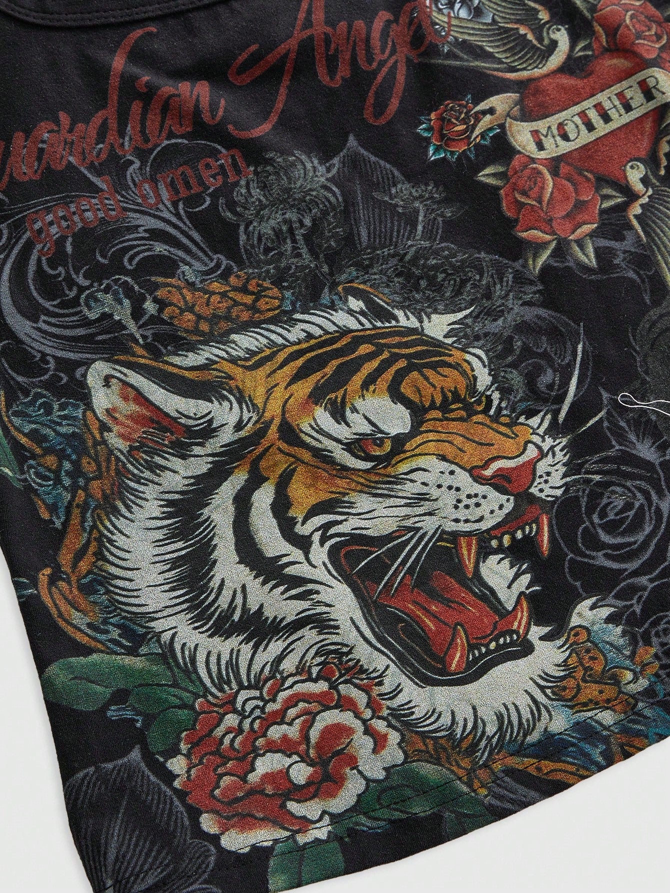 ROMWE Avant Y2K Retro Tiger Vine Faux Tattoo Print Tight Racerback Tank Top