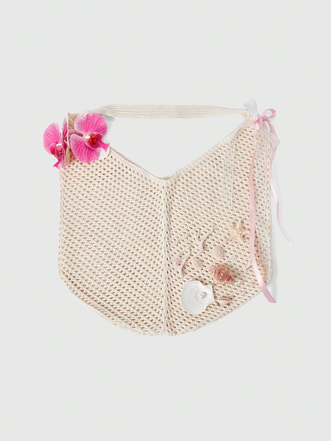 ROMWE Fairycore 1 Set Beige Woven Beach Tote Bag & Accessories, Fashionable Personalized Beach Resort Style Women Tote Bag (Includes 1 Bag And 1 Set Of Accessories)