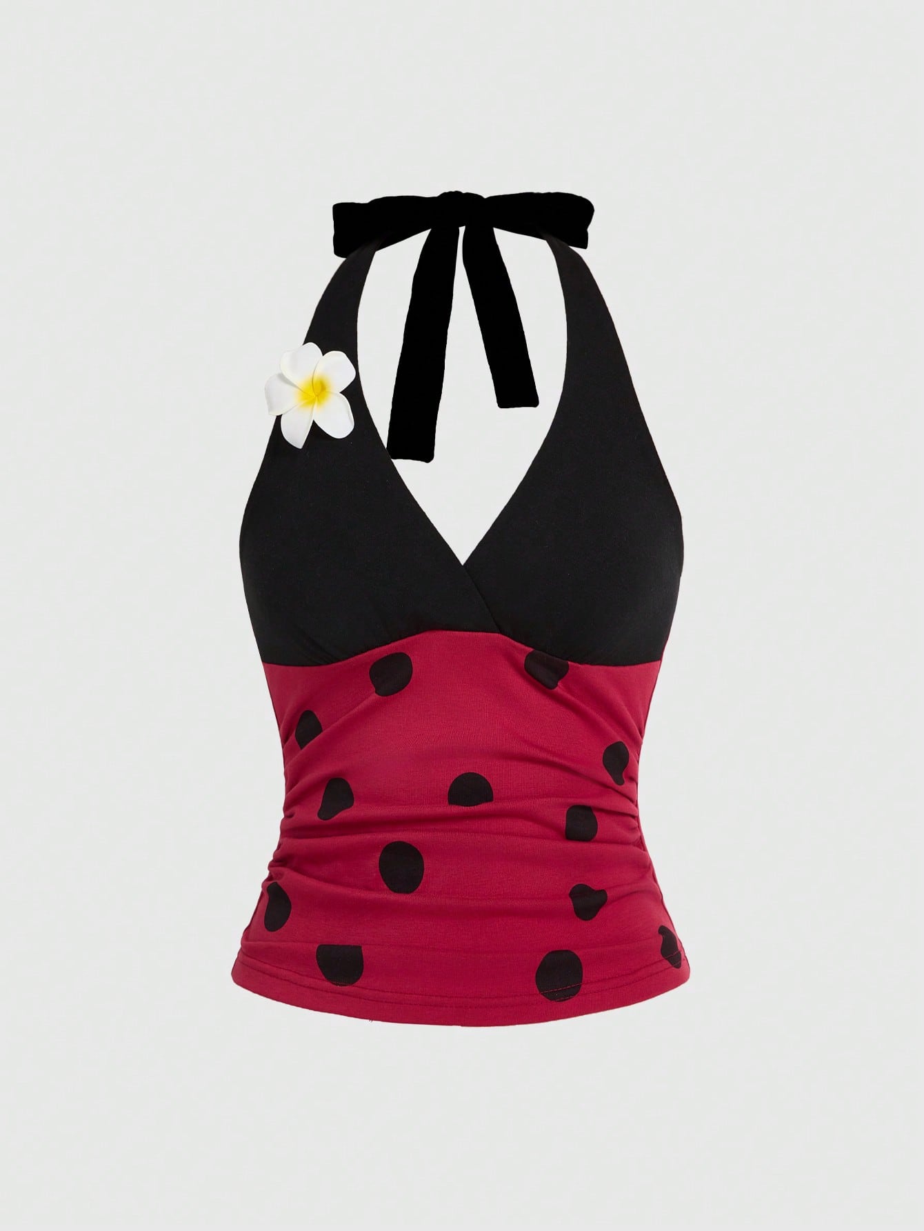 ROMWE Fairycore Plus Size Women Cute Ladybug & Daisy Decor Spaghetti Strap Beach Vacation Camisole