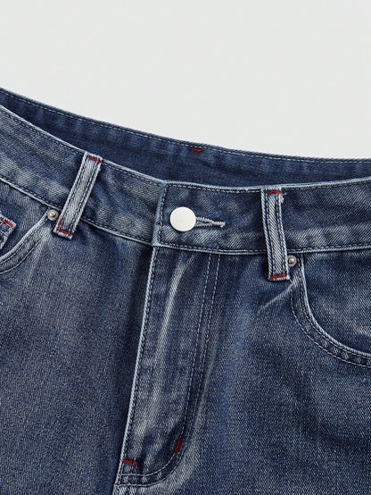 ROMWE Grunge Punk Spring/Summer Women's Casual Cross Embroidery Patch Pocket Denim Shorts