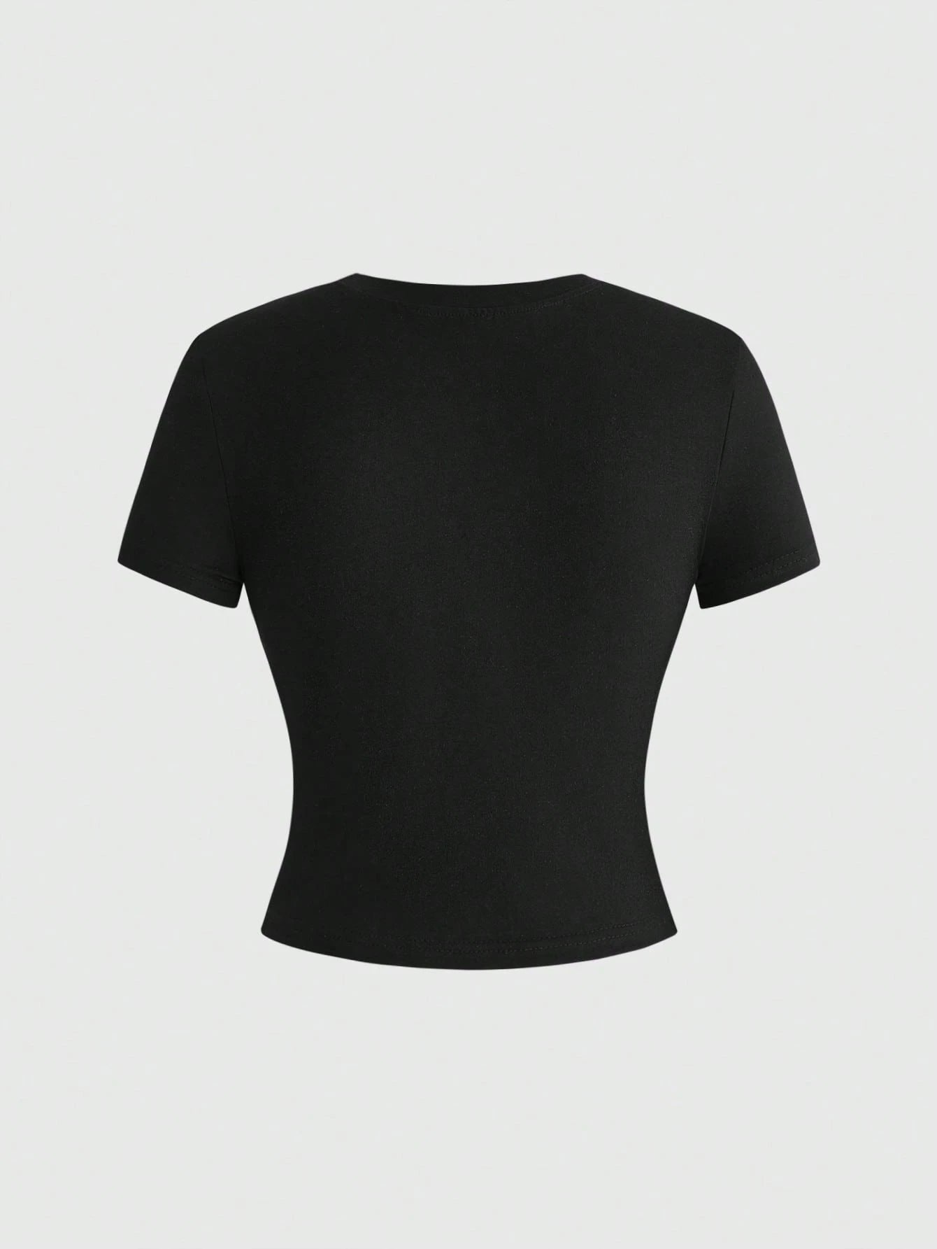 ROMWE Grunge Punk Women's Y2K Streetwear Sexy 2 In 1 Mesh Hollow Chain Decor Fitted Versatile T-Shirt
