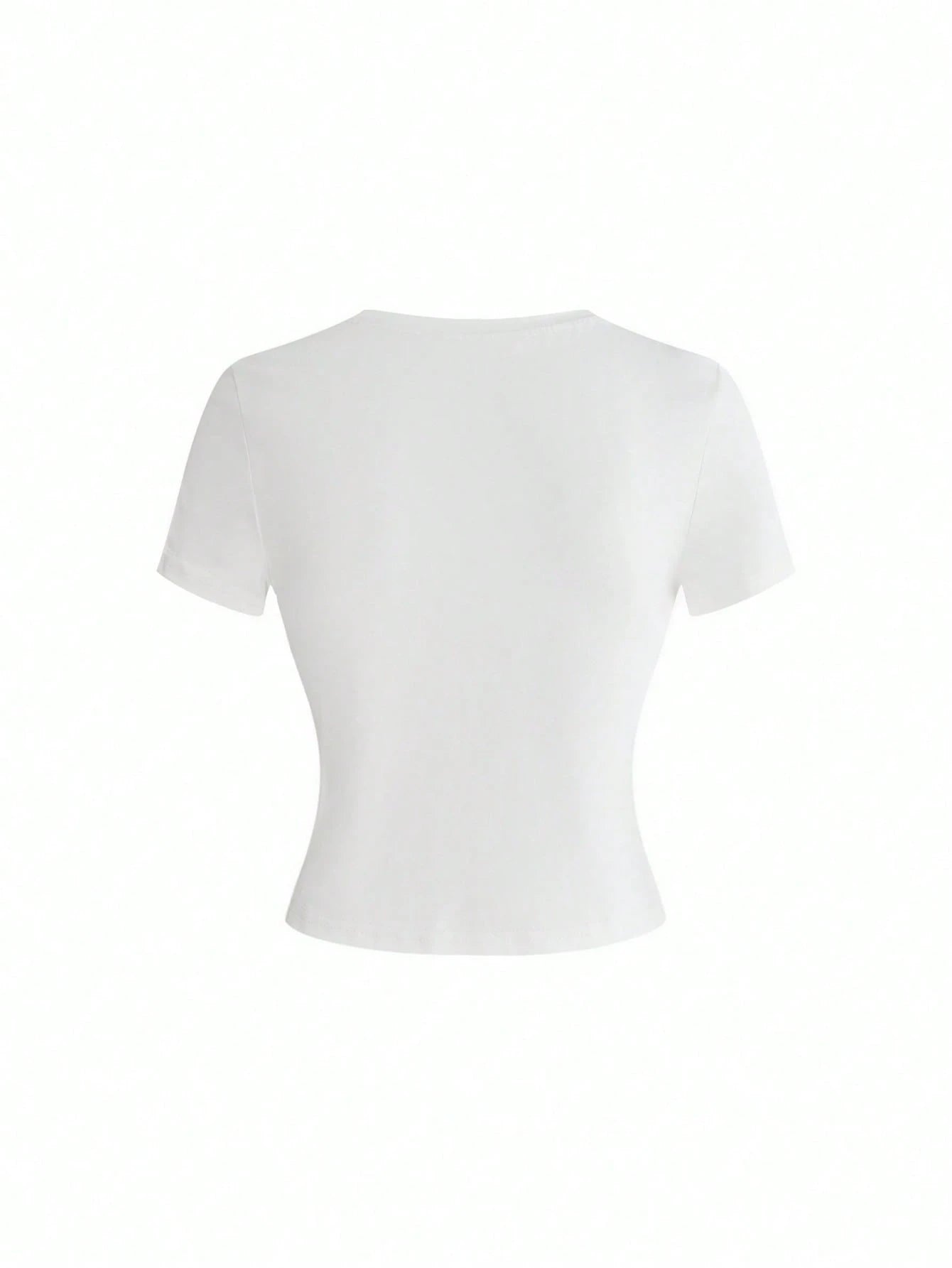 ROMWE Grunge Punk Women's Y2K Streetwear Sexy 2 In 1 Mesh Hollow Chain Decor Fitted Versatile T-Shirt