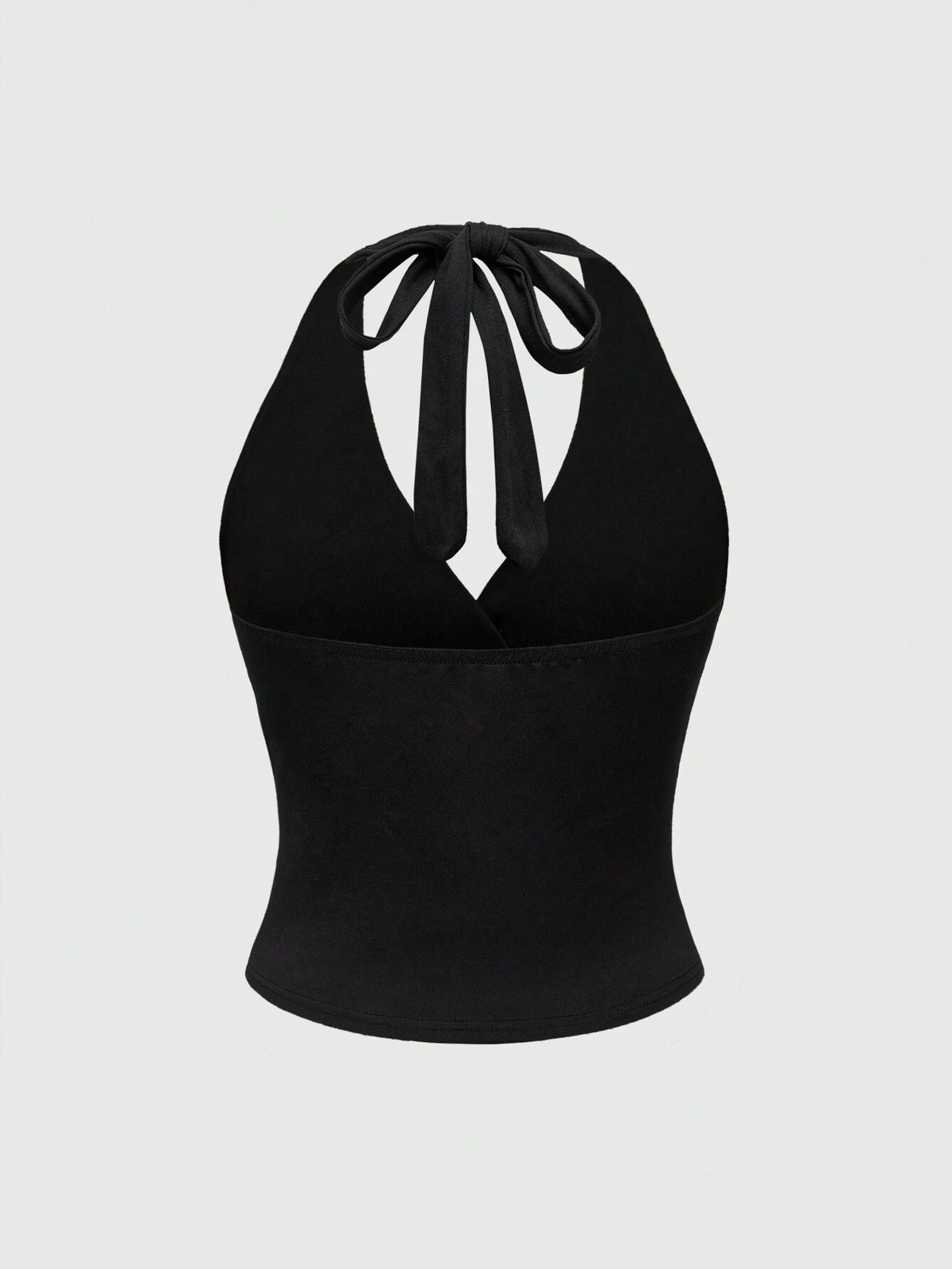 ROMWE Grunge Punk Y2K Tie Back Solid Black Halter Top For Women
