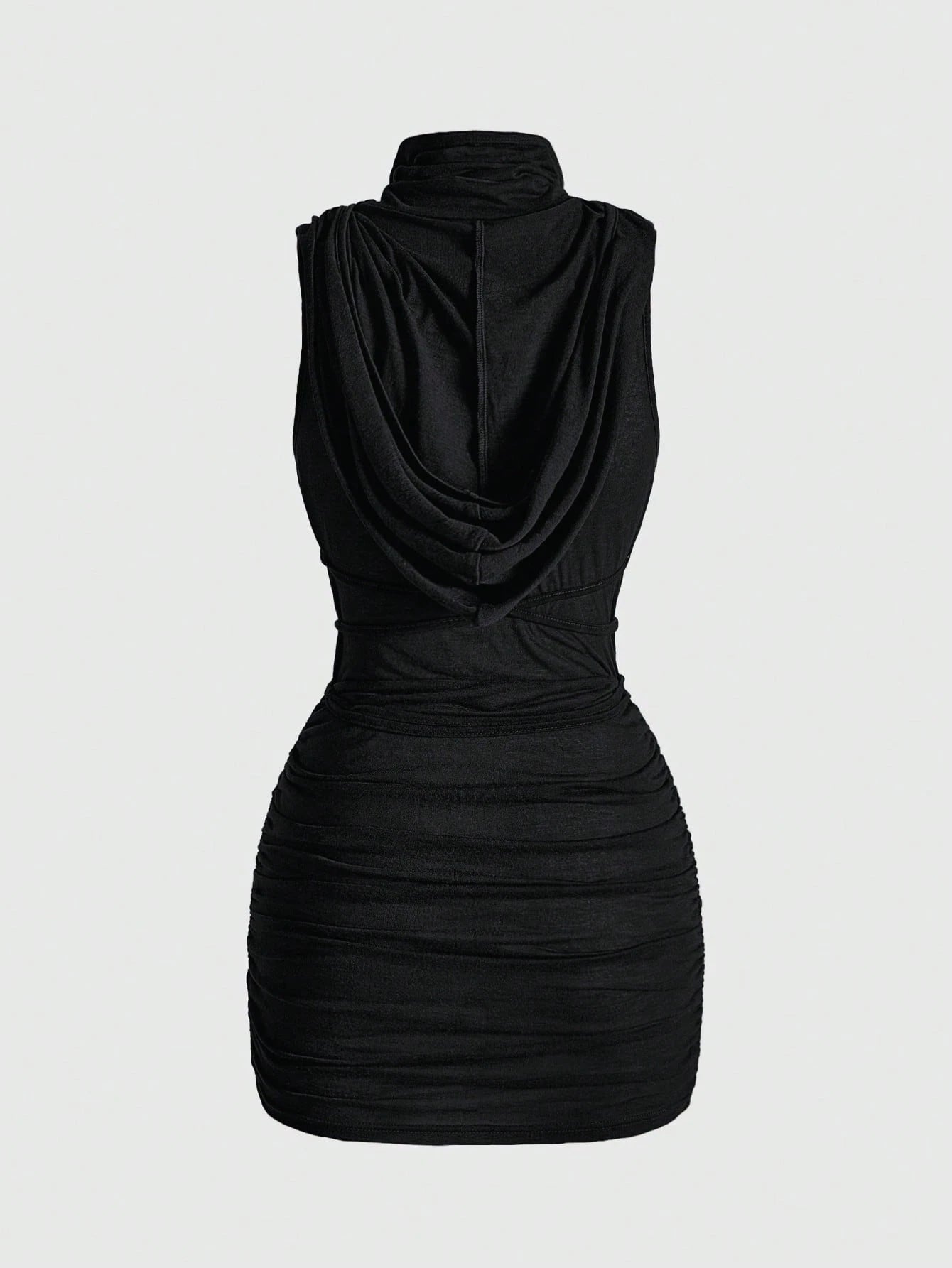 ROMWE Grunge Punk Y2K Vintage Apocalyptic Hooded Loose Collar Bodycon Mini Dress For Women