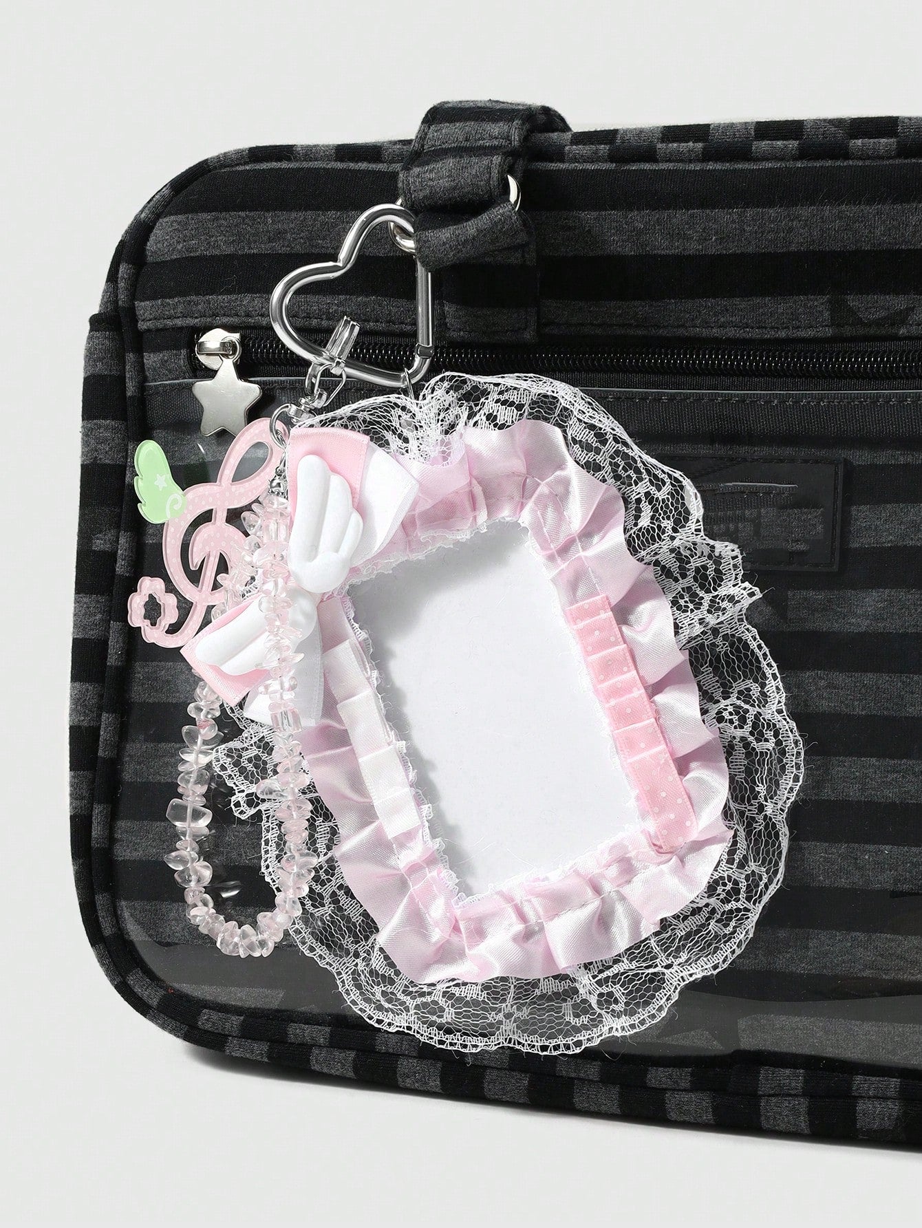 ROMWE Kawaii 1 Japanese Sweet And Cute Delicate Girl Soft And Cute Two-Dimensional Pink Series Handmade Beaded Translucent Special-Shaped Natural Gravel Star Wings Polka Dot Sound Symbol Cloud Angel W