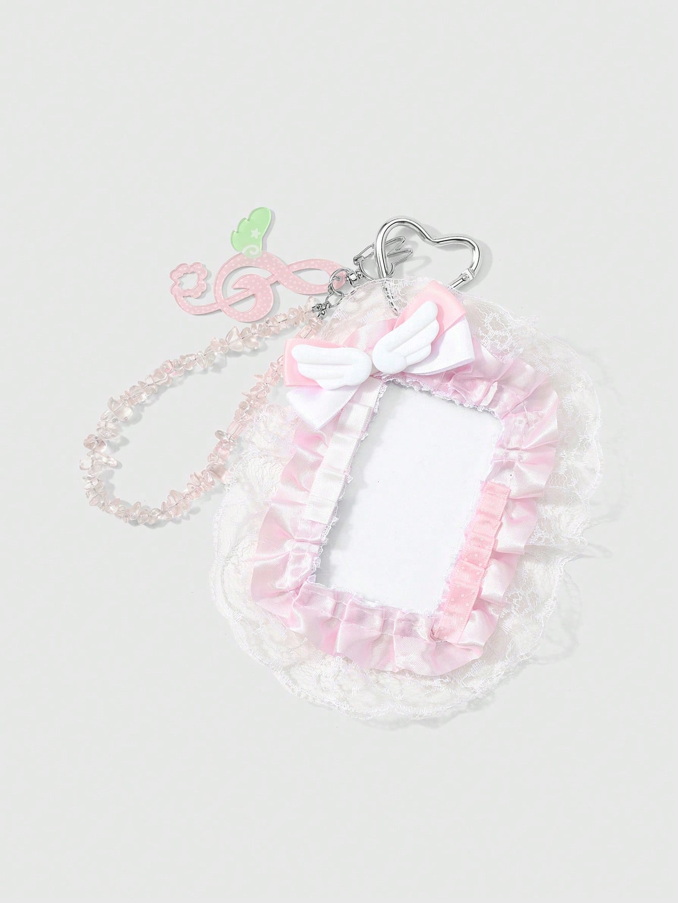 ROMWE Kawaii 1 Japanese Sweet And Cute Delicate Girl Soft And Cute Two-Dimensional Pink Series Handmade Beaded Translucent Special-Shaped Natural Gravel Star Wings Polka Dot Sound Symbol Cloud Angel W