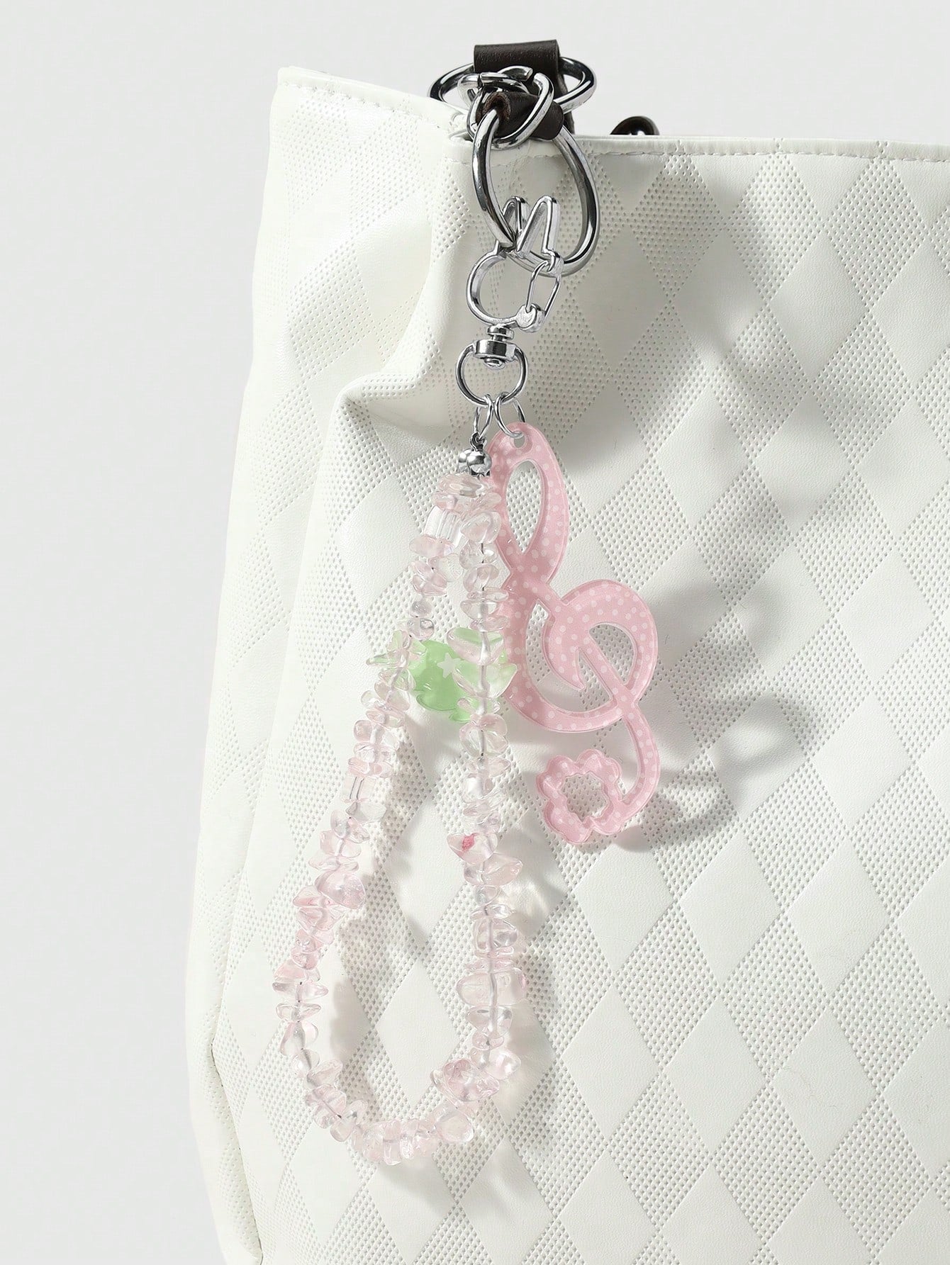 ROMWE Kawaii 1 Japanese Sweet And Cute Delicate Girl Soft And Cute Two-Dimensional Pink Series Handmade Beaded Translucent Special-Shaped Natural Gravel Star Wings Polka Dot Sound Symbol Cloud Angel W