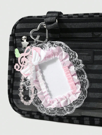 ROMWE Kawaii 1 Japanese Sweet And Cute Delicate Girl Soft And Cute Two-Dimensional Pink Series Handmade Beaded Translucent Special-Shaped Natural Gravel Star Wings Polka Dot Sound Symbol Cloud Angel W