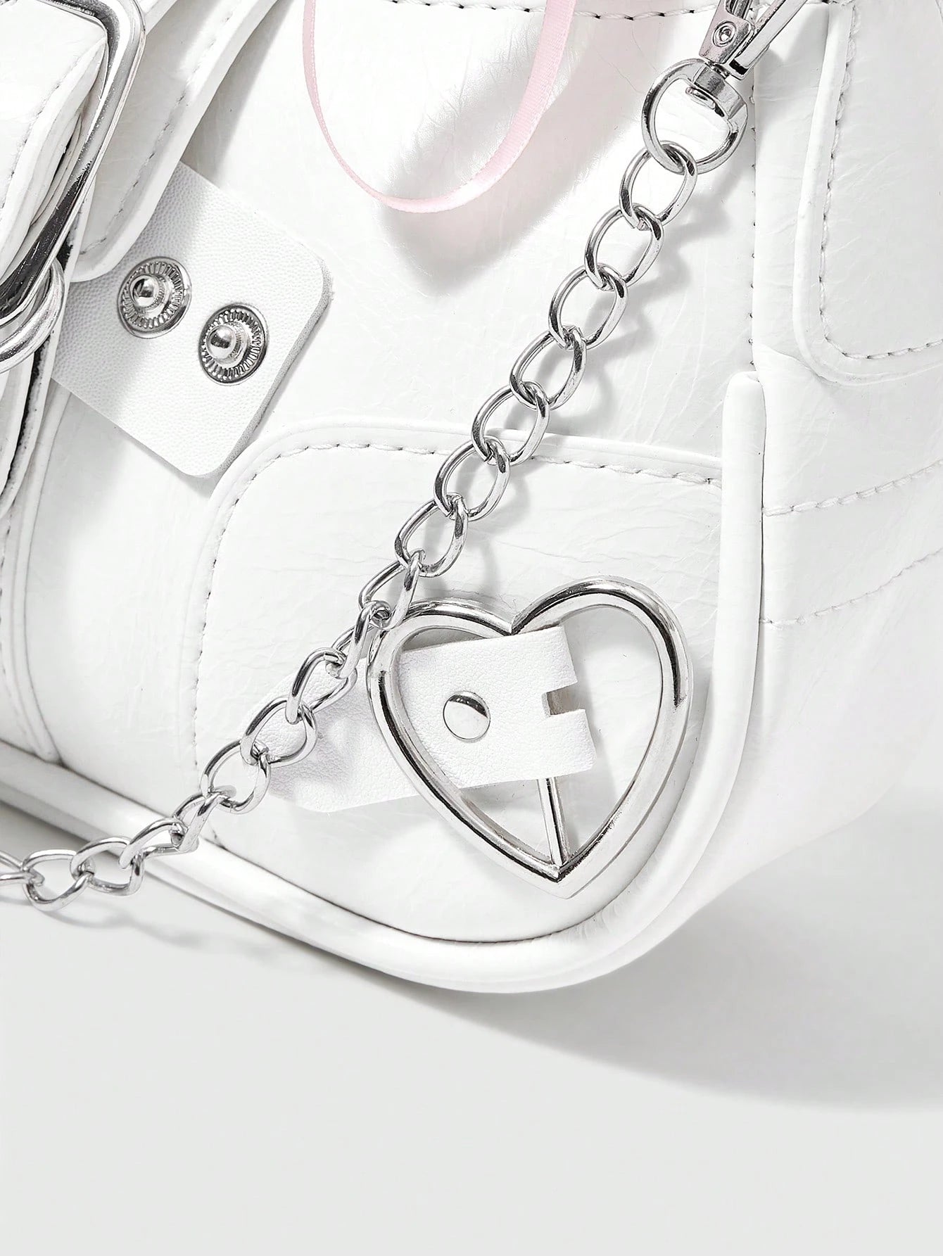 ROMWE Kawaii Cute White Y2K Style Women's Shoulder Bag, Perfect For Street,For Fancy Party, Best Gifts For Girls