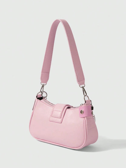 ROMWE Kawaii Cute White Y2K Style Women's Shoulder Bag, Perfect For Street,For Fancy Party, Best Gifts For Girls