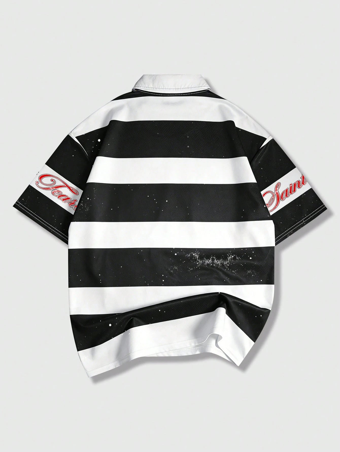 ROMWE MEN Prep 2026 Men's Casual Short Sleeve Polo Collar T-Shirt, College Style Printed Striped Top