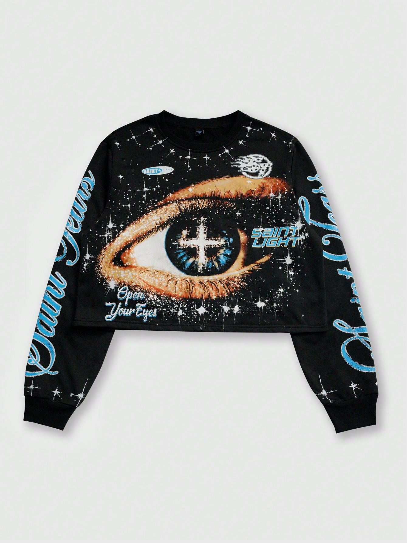 ROMWE MEN Street Life Spring Casual Graphic Unisex Casual Drawstring Long Sleeve Top, Street Style Graphic Print Crew Neck T-Shirt