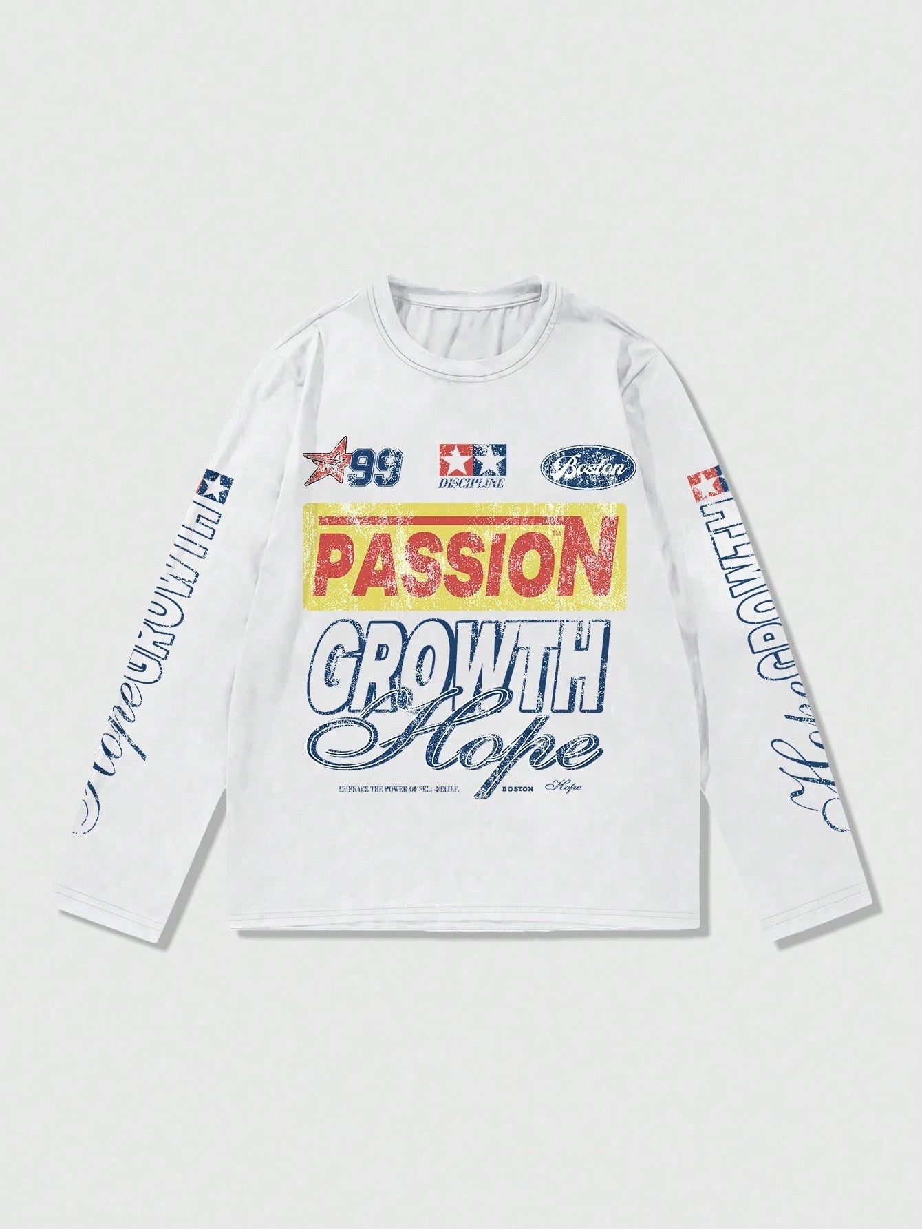 ROMWE MEN Street Life Spring/Summer Casual Graphic Men'S Jersey Racing Print Pattern Lightweight T-Shirt, Suitable For Casual Spring And Summer, Fall, Long Sleeve Top