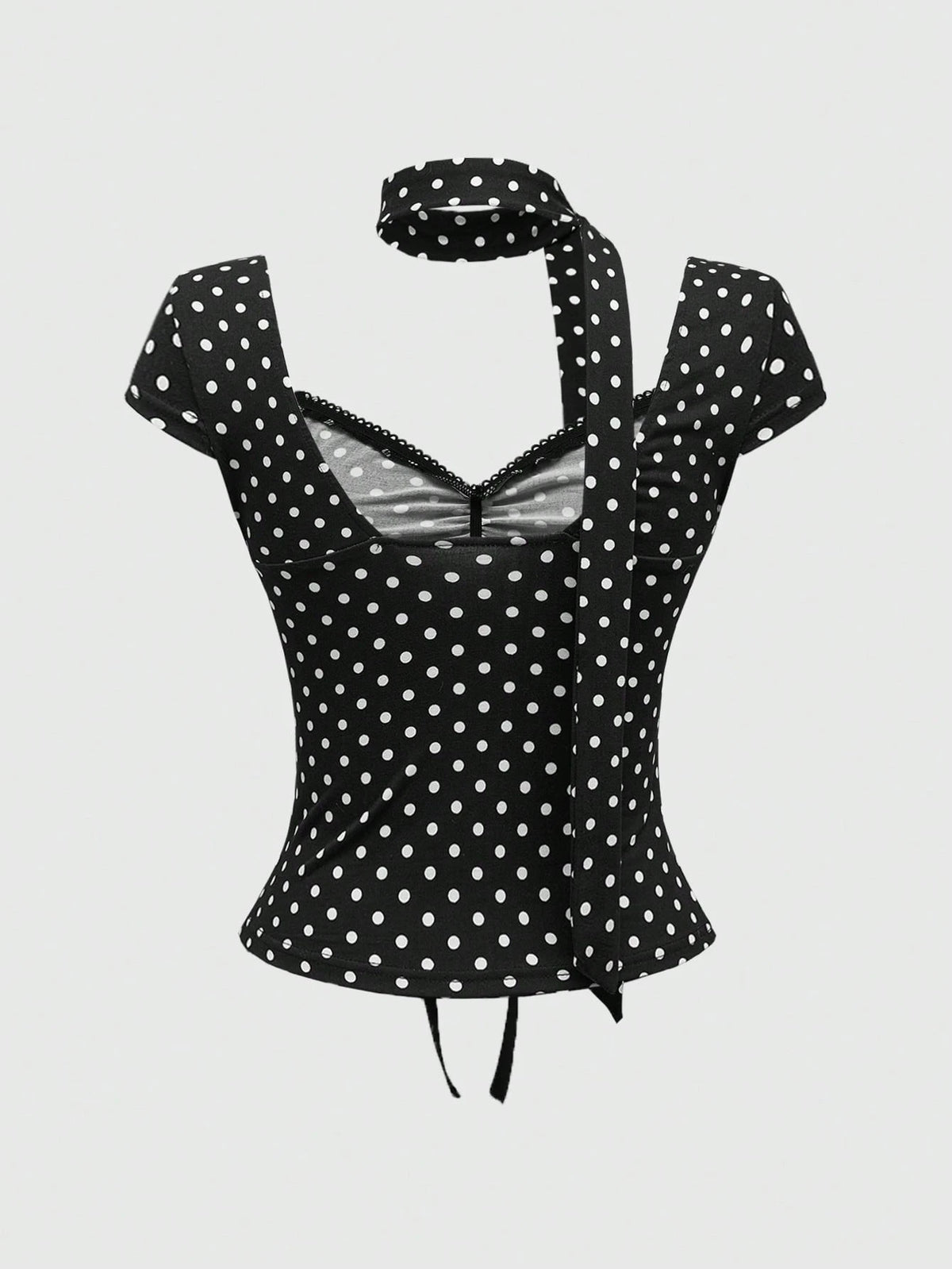 ROMWE Y2K Polka Dot Bowknot Design Women T-Shirt