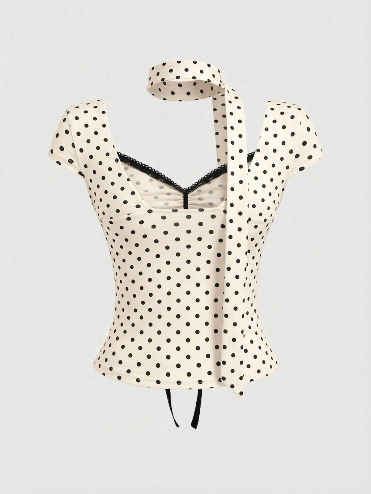 ROMWE Y2K Polka Dot Bowknot Design Women T-Shirt