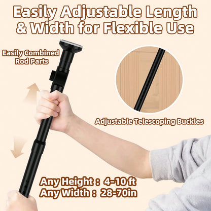 Room Divider For Room Separation,4-10ft(H) 28-140inch(W) Adjustable Temporary Privacy Wall Divider, Tension Curtain Rods No Drilling, Heavy Duty Partition Space Separator Freestanding,Black