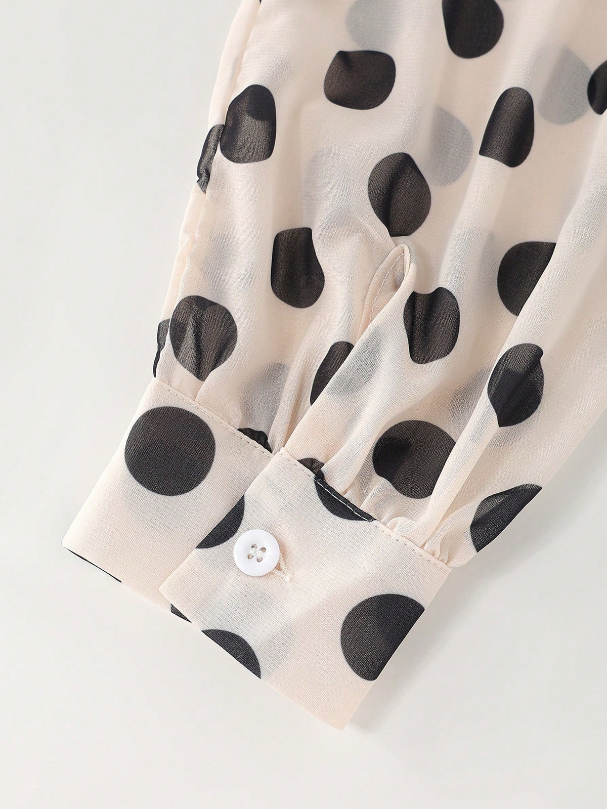 RosyDaze Women's Vintage Polka Dot Chiffon Blouse With Bow Tie, Stand Collar, Puff Long Sleeves, Elegant Drape Commuter Shirt For Spring And Autumn