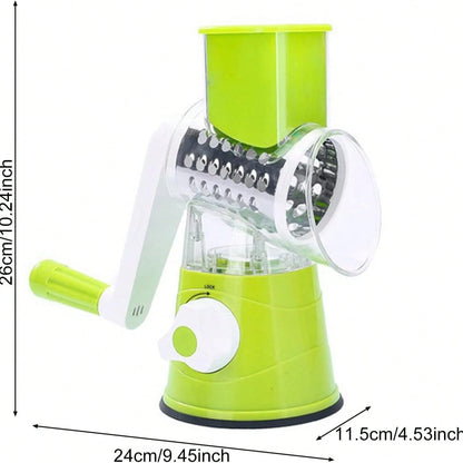 Rotary Cheese Grinder, Vegetable Cheese Slicer, 3 Carefully Designed Blades, Kitchen Ground Vegetable Slicer, Multi-Purpose Cheese Chopper For Carrots, Potatoes, Cucumbers, Zucchini, And More. Strong