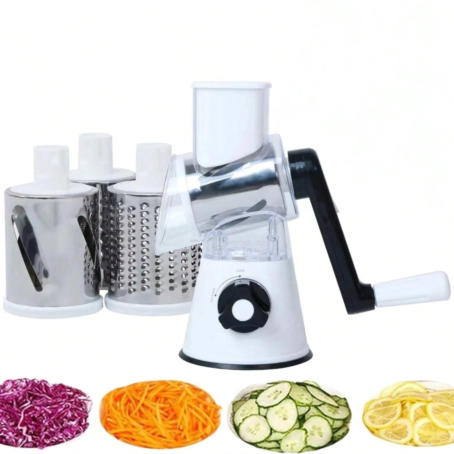 Rotary Cheese Grinder, Vegetable Cheese Slicer, 3 Carefully Designed Blades, Kitchen Ground Vegetable Slicer, Multi-Purpose Cheese Chopper For Carrots, Potatoes, Cucumbers, Zucchini, And More. Strong