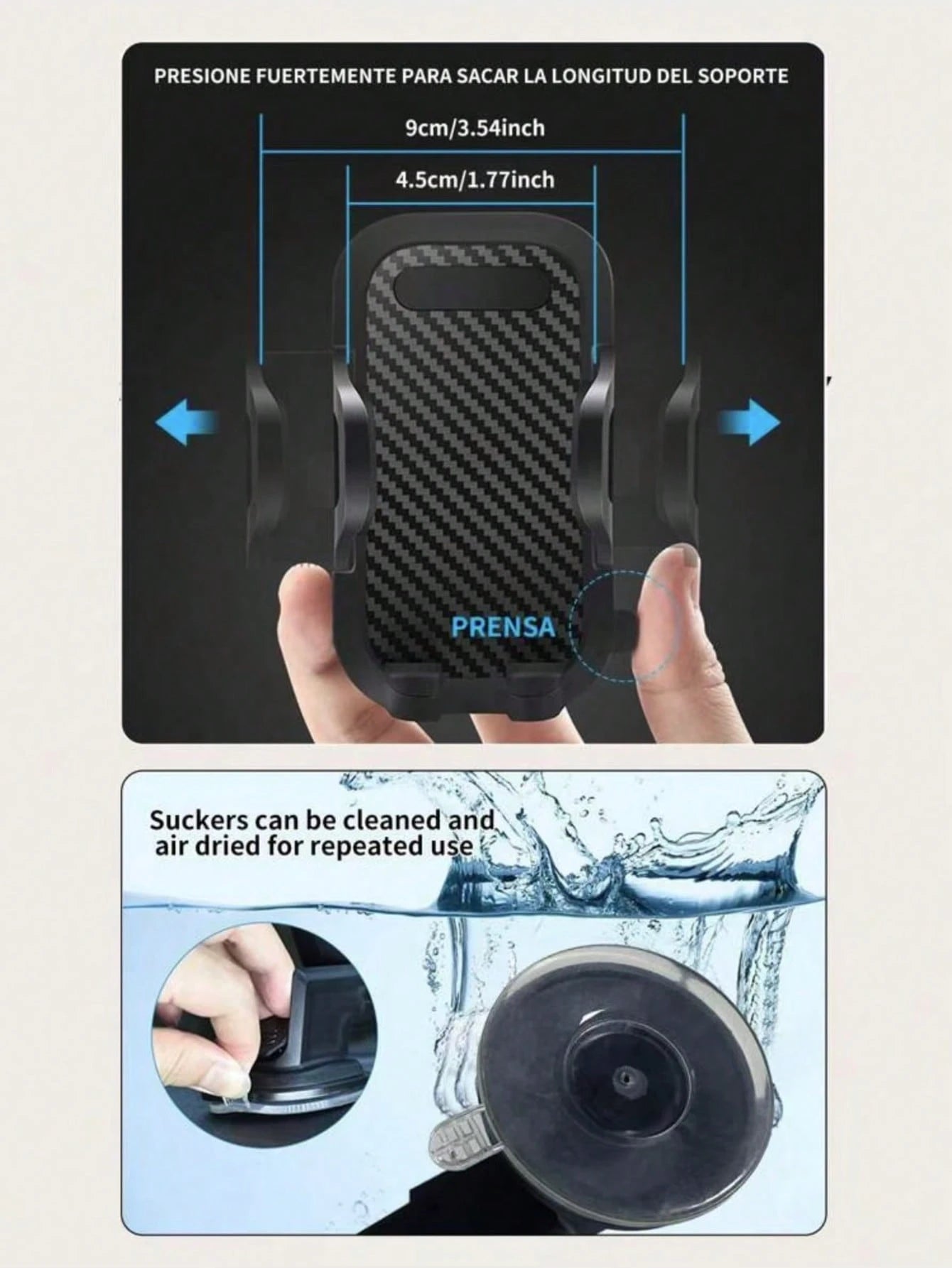 Rotatable Suction Cup Car Phone Mount Holder, For IPhone & Android, Windshield & Dash, Washable & Reusable