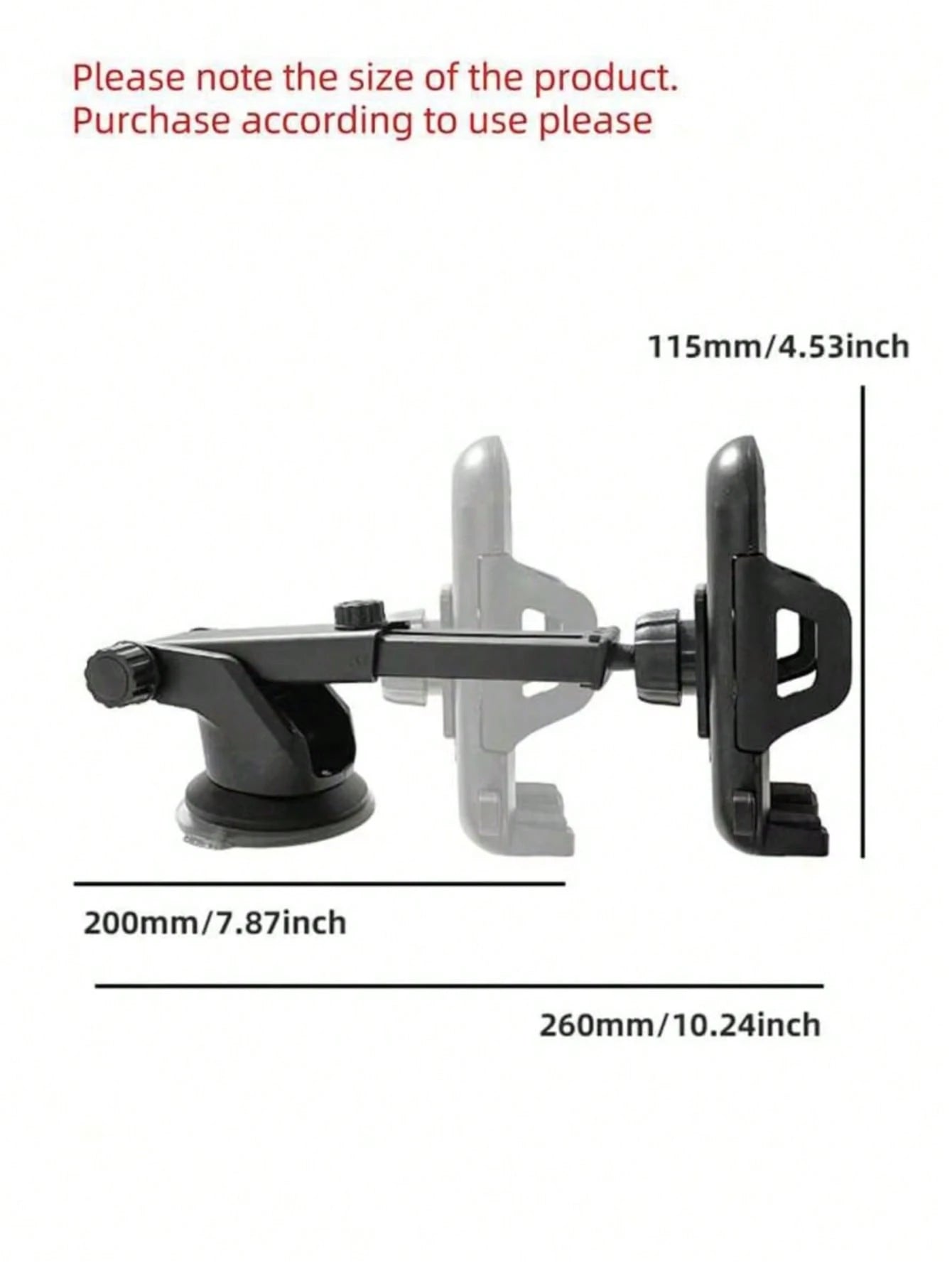 Rotatable Suction Cup Car Phone Mount Holder, For IPhone & Android, Windshield & Dash, Washable & Reusable