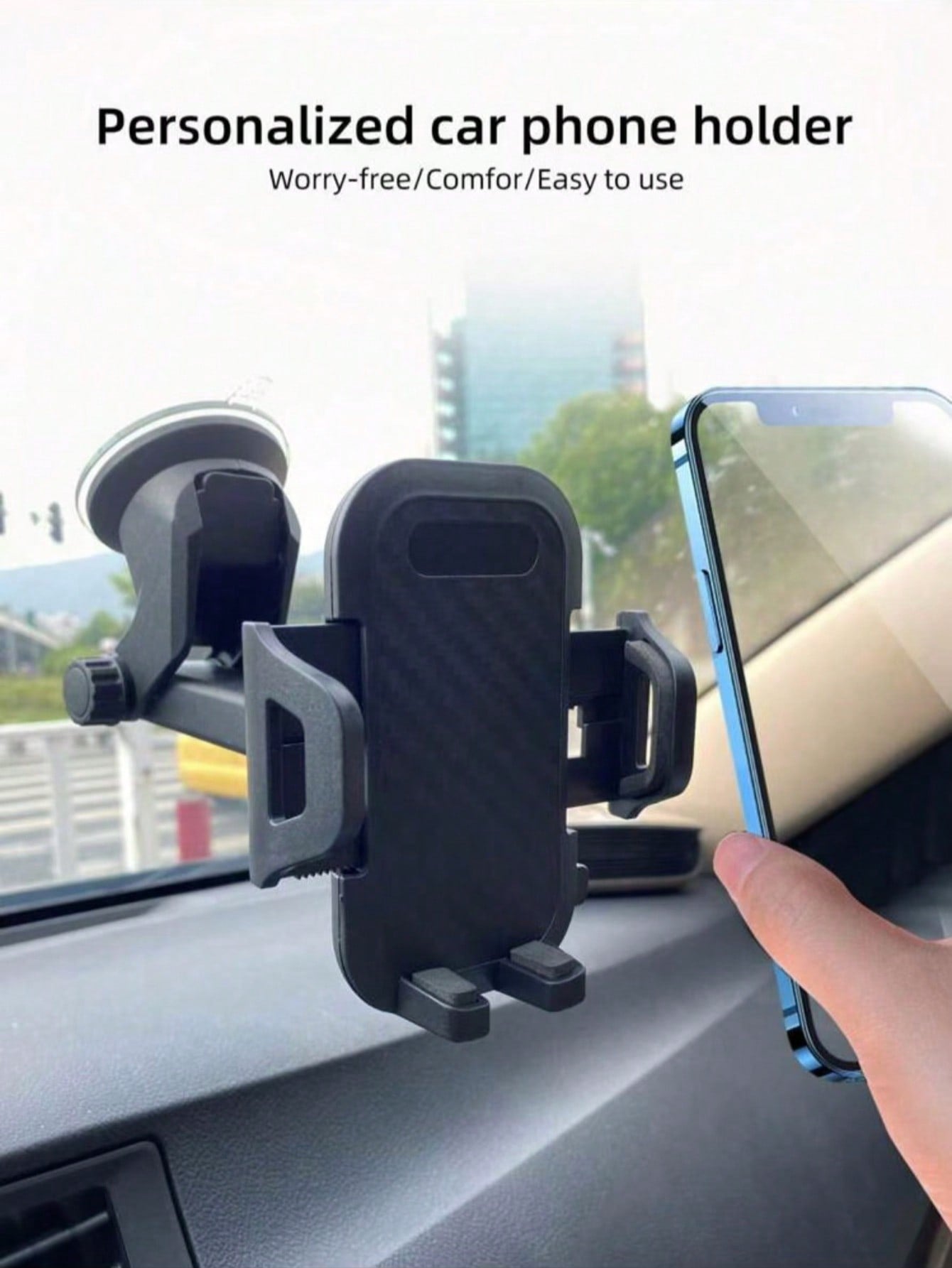Rotatable Suction Cup Car Phone Mount Holder, For IPhone & Android, Windshield & Dash, Washable & Reusable