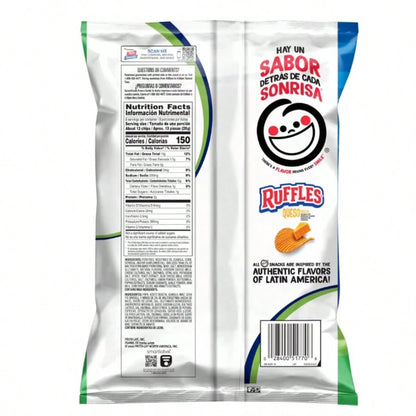 Ruffles Queso Cheese Flavored Potato Chips 8 Oz| 6-Pack Large Bag Set
