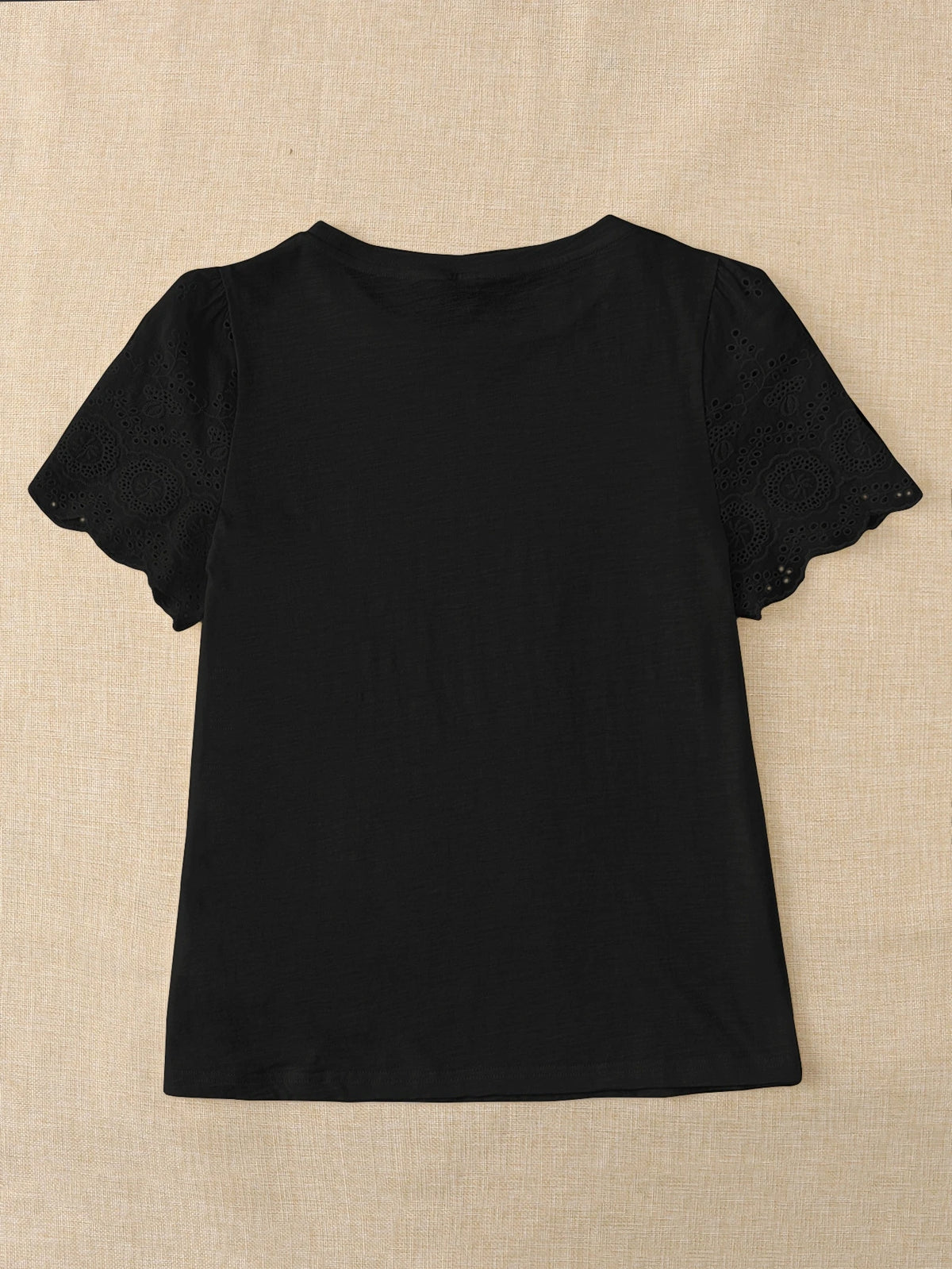 Rusticease Eyelet Embroidery Puff Sleeve Tee