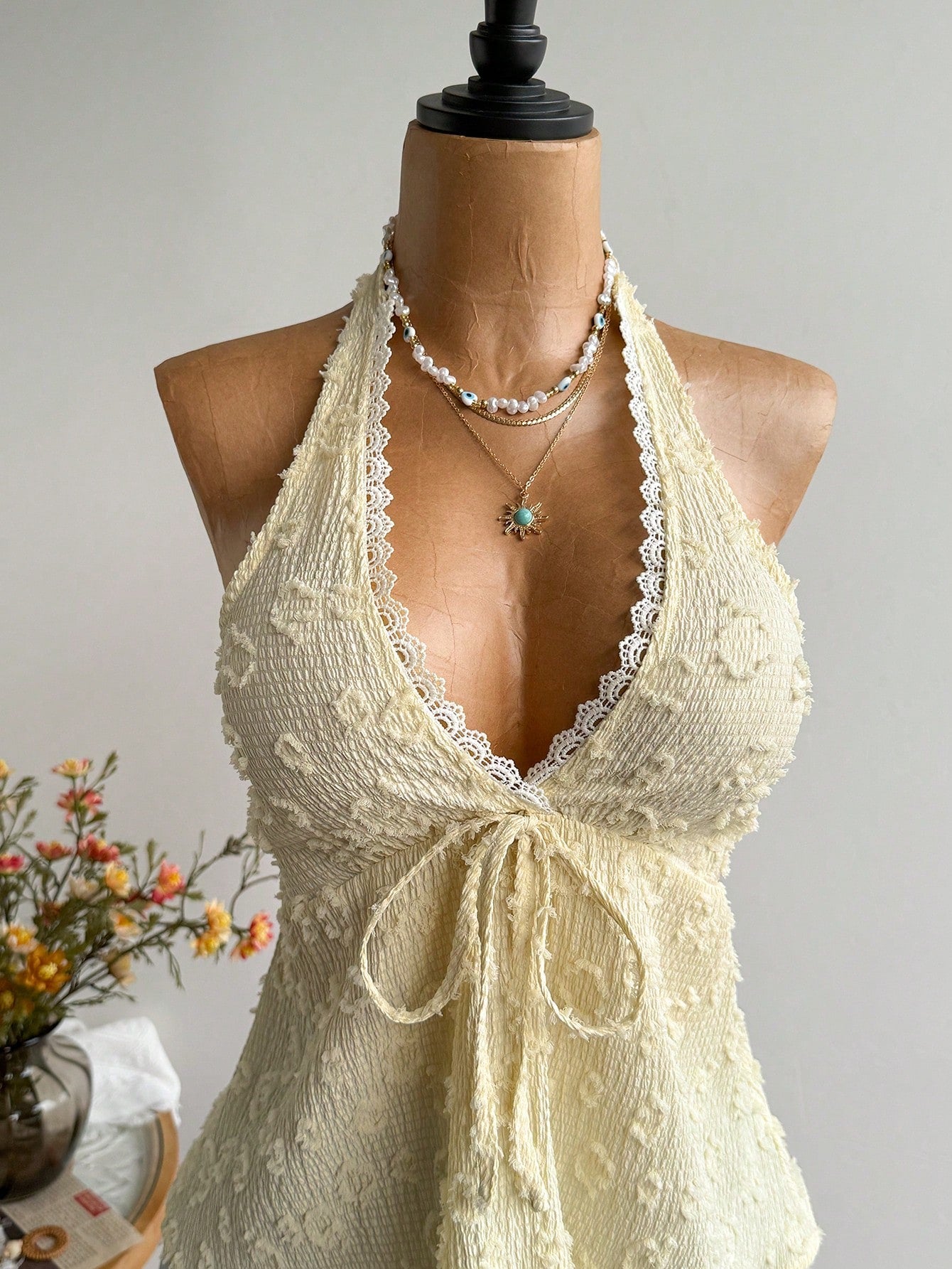 Rusttydustty Women's Backless Bohemian Style Halter Top For Vacation And Music Festival, Suitable For Autumn Summer