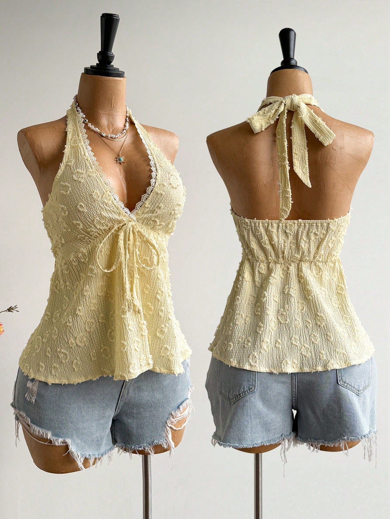 Rusttydustty Women's Backless Bohemian Style Halter Top For Vacation And Music Festival, Suitable For Autumn Summer