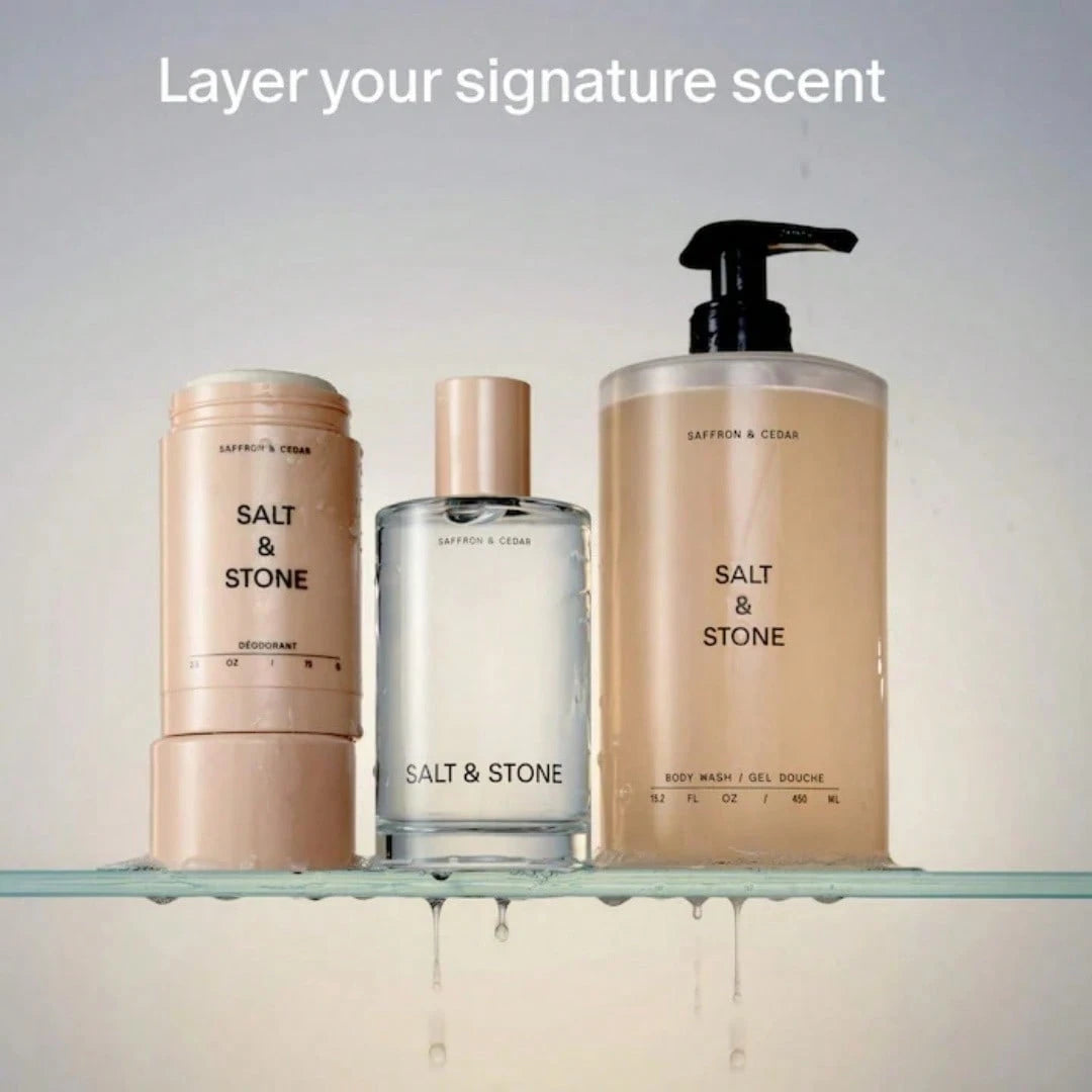 Salt & Stone Body Mist| Santal & Vetiver| Skincare Infused Hair & Body Spray For Women And Men| Hydrating Fragrance With Glycerin And Red Algae| Vegan, Cruelty Free, 3.4 Fl Oz