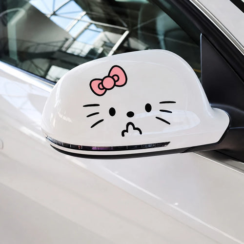 SANRIO 1pc Hello Kitty Car Sticker, Cute Cartoon Personalized Decorative Rearview Mirror Decal, Suitable For Vehicle Decoration, Easy To Use And Residue-Free, Christmas Party Gift, Excellent Small Gif