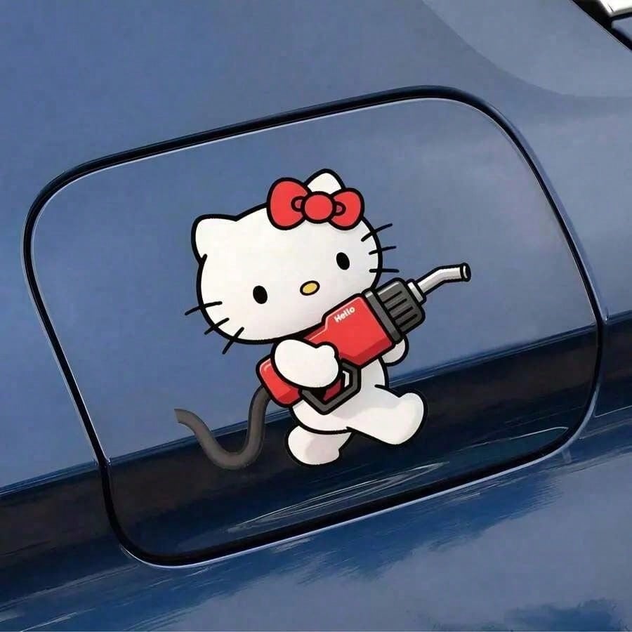 SANRIO 1pc Hello Kitty Car Sticker, Cute Cartoon Personalized Decorative Rearview Mirror Decal, Suitable For Vehicle Decoration, Easy To Use And Residue-Free, Christmas Party Gift, Excellent Small Gif