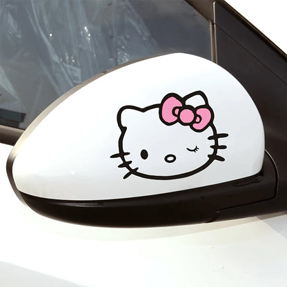 SANRIO 1pc Hello Kitty Car Sticker, Cute Cartoon Personalized Decorative Rearview Mirror Decal, Suitable For Vehicle Decoration, Easy To Use And Residue-Free, Christmas Party Gift, Excellent Small Gif
