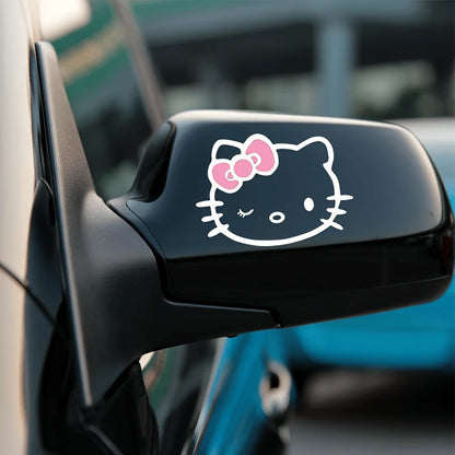 SANRIO 1pc Hello Kitty Car Sticker, Cute Cartoon Personalized Decorative Rearview Mirror Decal, Suitable For Vehicle Decoration, Easy To Use And Residue-Free, Christmas Party Gift, Excellent Small Gif