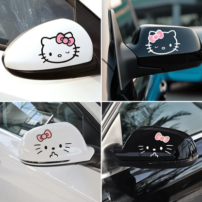 SANRIO 1pc Hello Kitty Car Sticker, Cute Cartoon Personalized Decorative Rearview Mirror Decal, Suitable For Vehicle Decoration, Easy To Use And Residue-Free, Christmas Party Gift, Excellent Small Gif