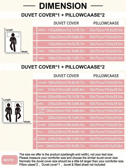 Sanrio 3-Piece Duvet Cover Set Bedding Hello Kitty (1 Duvet Cover + 2 Pillowcases, No Fill) Bed Sheet Set Cute Cartoon Full Size Soft Comfortable Suitable For Dorm Students, Home Bedroom Bedding, Gues