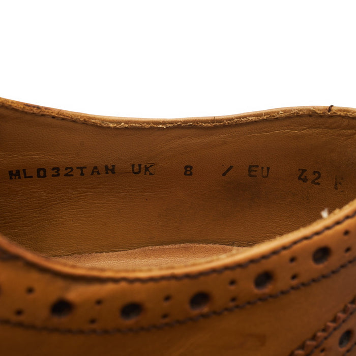 Savile Row Tan Brown Leather Derby Brogues UK 8 F
