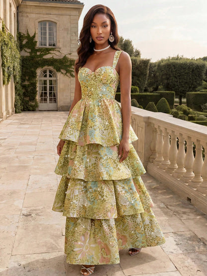 Savoree Elegant Rhinestone Bustier Tiered Dress, Sexy Outfit For Women, Summer, Beach, Festival, Holiday