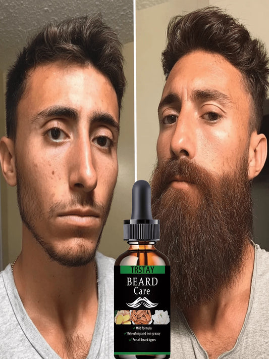 Say Goodbye To Frivolity And Knotting! Men's Beard Smoothing Essential Oil, One Click Smoothing Out Messy Shapes