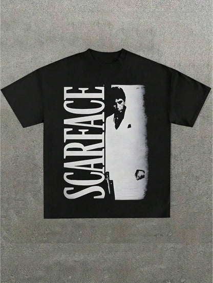 Scar Face Tony Lots O Light,(1 Pcs )100% Cotton Casual Printed T-Shirt,Crew Neck Short Sleeve,220g Cotton T-Shirt,For Going Out,Gift,Summer,Unisex