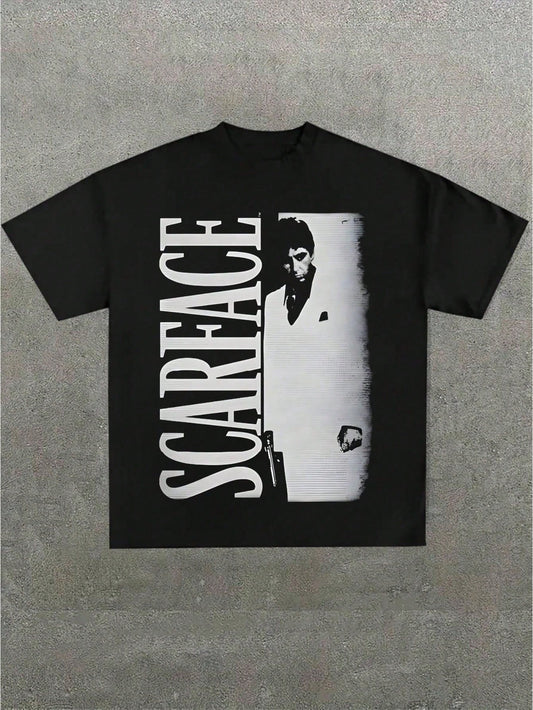 Scar Face Tony Lots O Light,(1 Pcs )100% Cotton Casual Printed T-Shirt,Crew Neck Short Sleeve,220g Cotton T-Shirt,For Going Out,Gift,Summer,Unisex