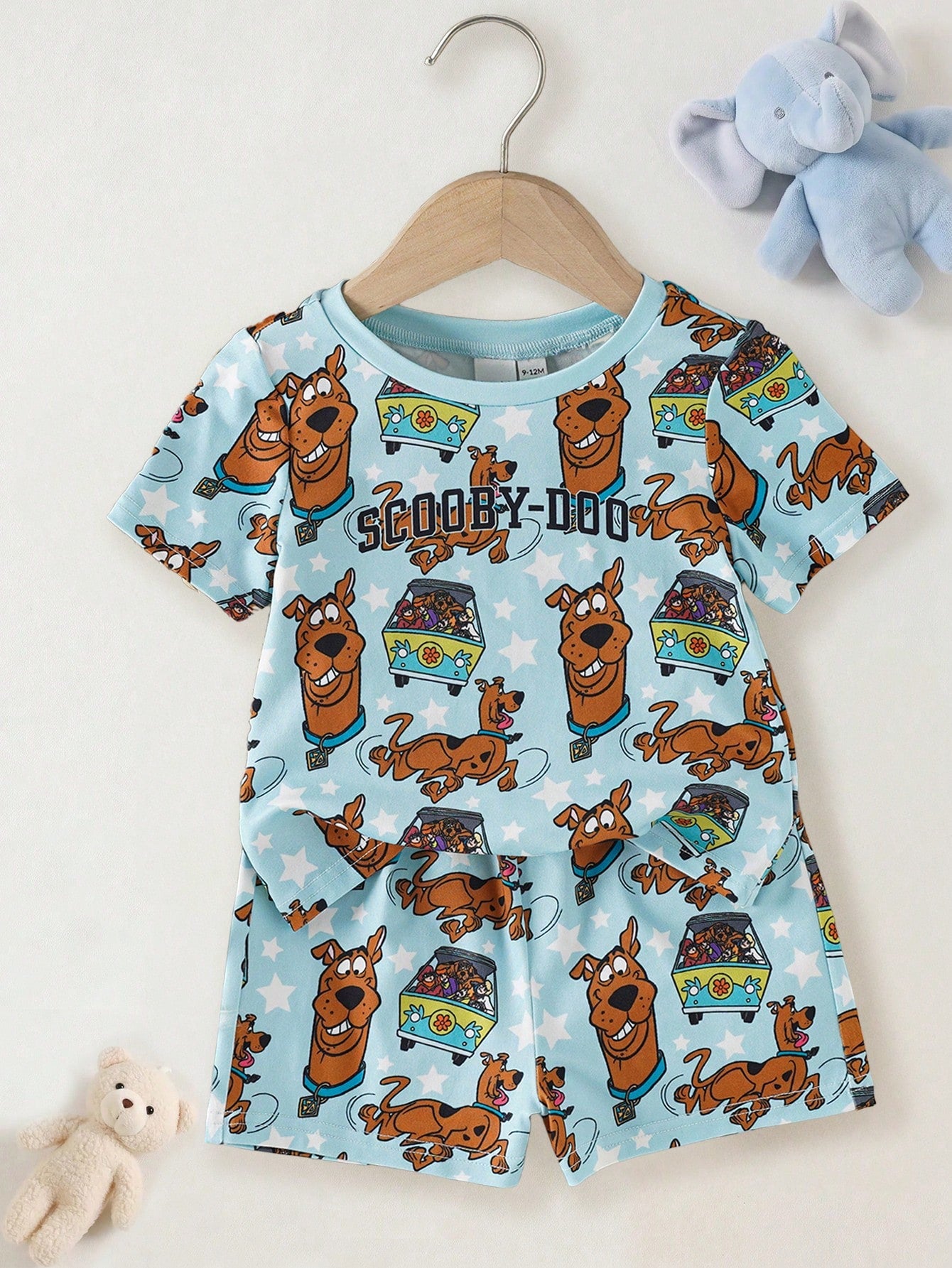 SCOOBY-DOO X Baby Boy Cartoon Print Short Sleeve Top And Shorts Pajama Set
