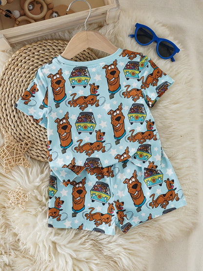 SCOOBY-DOO X Baby Boy Cartoon Print Short Sleeve Top And Shorts Pajama Set