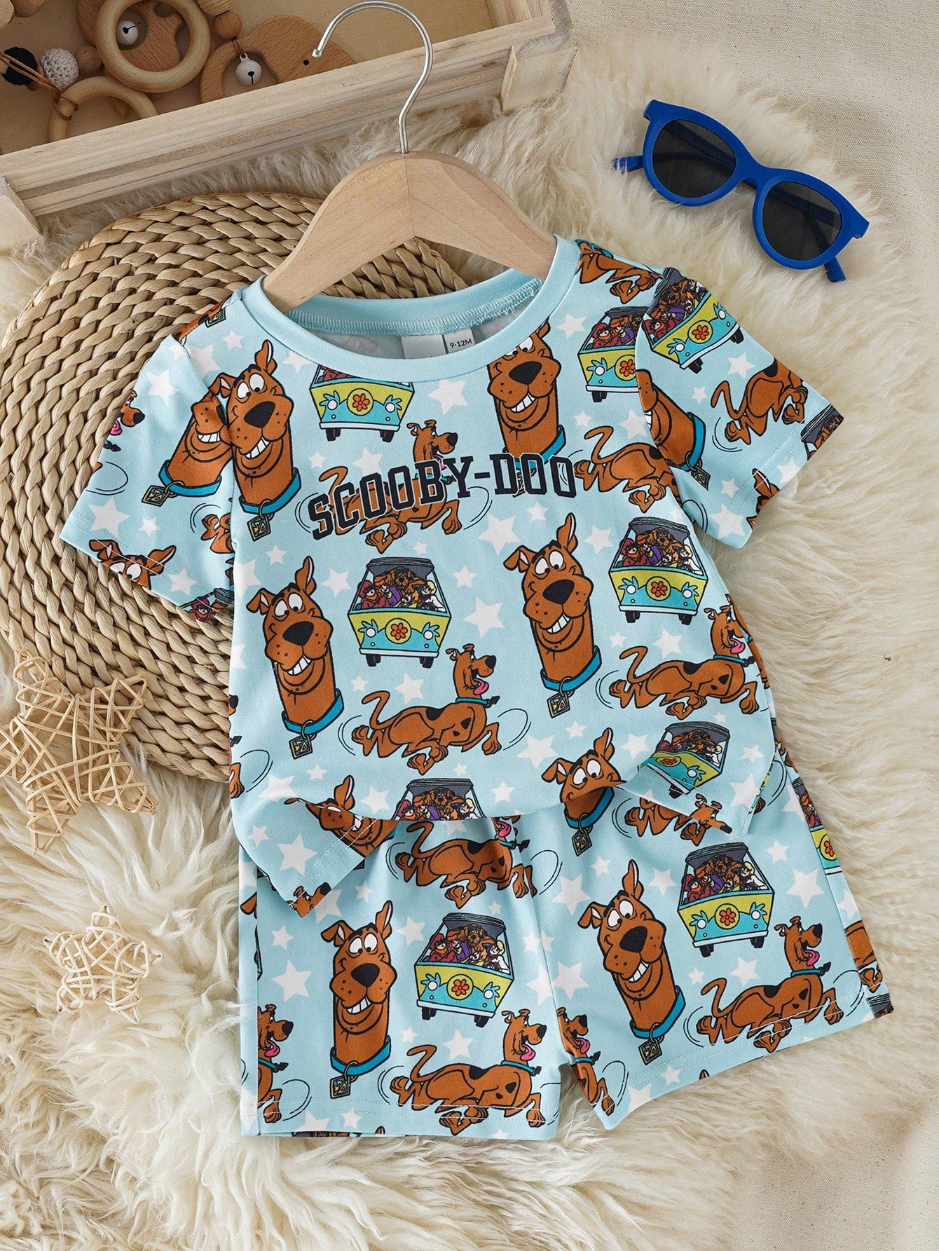 SCOOBY-DOO X Baby Boy Cartoon Print Short Sleeve Top And Shorts Pajama Set