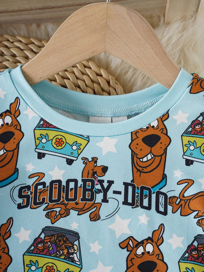 SCOOBY-DOO X Baby Boy Cartoon Print Short Sleeve Top And Shorts Pajama Set