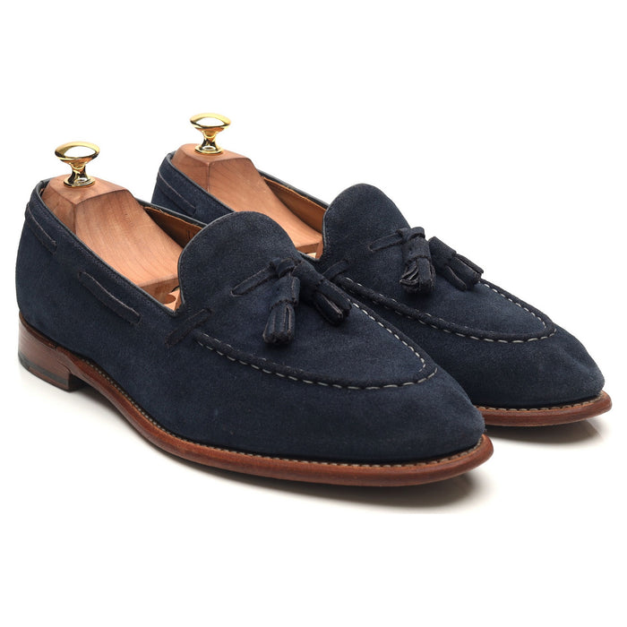 'Scottie' Navy Blue Leather Tassel Loafers UK 10 E